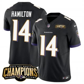 Baltimore Ravens #14 Kyle Hamilton Black 2023 F.U.S.E. AFC North Champions Vapor