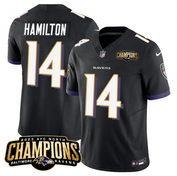 Baltimore Ravens #14 Kyle Hamilton Black 2023 F.U.S.E. AFC North Champions Vapor