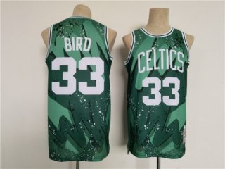 Boston Celtics #33 Larry Bird Green Print Hip Hop Jersey
