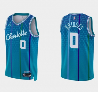 Charlotte Hornets #0 Blue Miles Bridges 75th Anniversary City Stitched Basketball Jersey