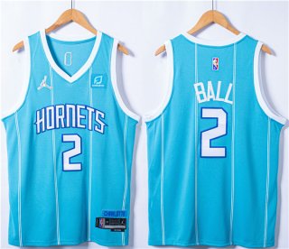 Charlotte Hornets #2 LaMelo Ball Blue 75th Anniversary Stitched Jersey
