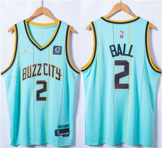Charlotte Hornets #2 LaMelo Ball Blue 75th Anniversary Stitched NBA Jersey