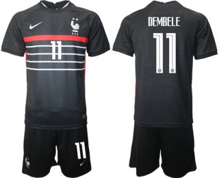 France #11 Dembele Black 2022 FIFA World Cup Home