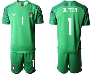 Italy #1 Buffon Green Goalkeeper Soccer Jersey Suit