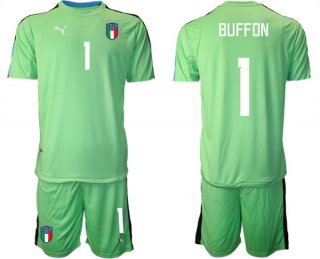 Italy #1 Buffon Green Goalkeeper Soccer Jersey Suit3