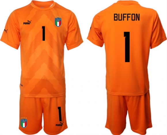 Italy #1 Buffon Orange Goalkeeper Soccer Jersey Suit