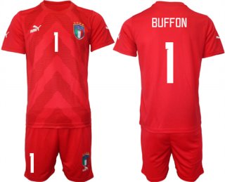 Italy #1 Buffon Red Goalkeeper Soccer Jersey Suit