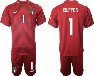 Italy #1 Buffon Red Goalkeeper Soccer Jersey Suit4