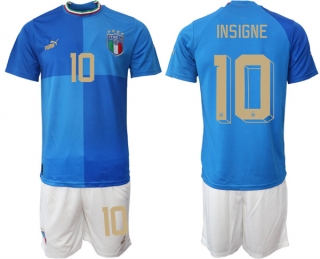 Italy #10 Insigne Blue Home Soccer Jersey Suit