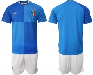 Italy Custom Blue Home Soccer Jersey Suit