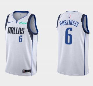 Dallas Mavericks #6 Kristaps Porzingis White Stitched NBA Jersey