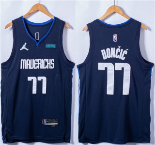 Dallas Mavericks #77 Luka Doncic 75th Anniversary Navy Stitched Basketball Jersey