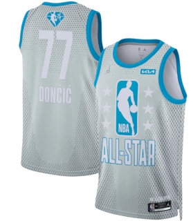 Dallas Mavericks #77 Luka Doncic 2022 All-Star Grey 75th Anniversary Navy Stitched