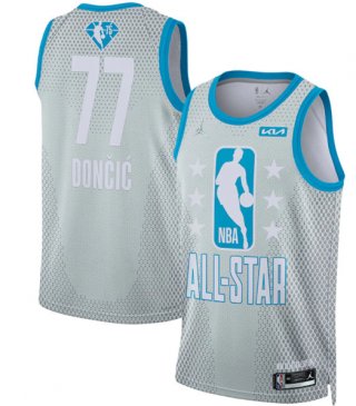 Dallas Mavericks #77 Luka Doncic 2022 All-Star Grey 75th Anniversary Navy Stitched