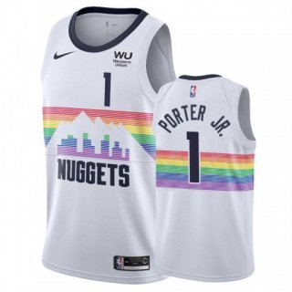 Denver Nuggets #1 Michael Porter Jr. White City Edition Stitched NBA Jersey