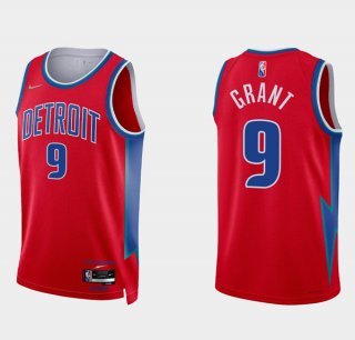 Detroit Pistons #9 Jerami Grant 75th Anniversary Red Stitched Basketball Jersey
