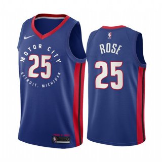 Detroit Pistons #25 Derrick Rose Navy Motor City Edition 2020-21 Stitched NBA Jersey