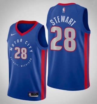 Detroit Pistons #28 Isaiah Stewart Navy Motor City Edition 2020-21 Stitched NBA Jersey