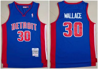 Detroit Pistons #30 Rasheed Wallace 2003-04 Blue Throwback Stitched Jersey