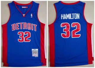 Detroit Pistons #32 Richard Hamilton 2003-04 Blue Throwback Stitched Jersey
