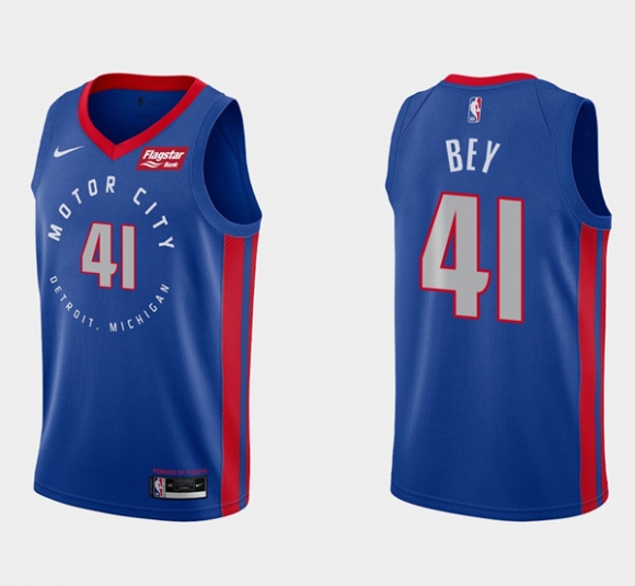 Detroit Pistons #41 Saddiq Bey Navy Motor City Edition 2020-21 Stitched NBA Jersey