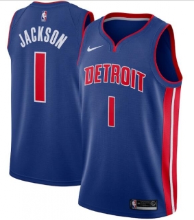 Detroit Pistons Blue #1 Reggie Jackson Icon Edition Stitched Swingman NBA Jersey