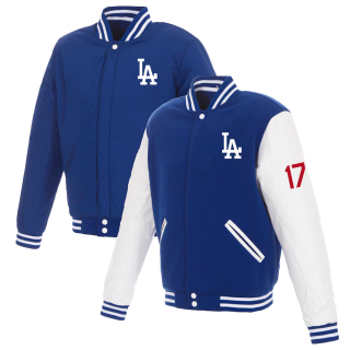 Los Angeles Dodgers #17 Shohei Ohtani Blue double-sided jacket 3