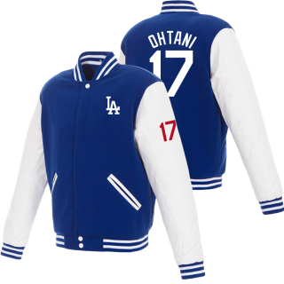 Los Angeles Dodgers #17 Shohei Ohtani Blue double-sided jacket 4