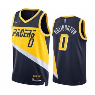 Indiana Pacers #0 Tyrese Haliburton 2021-22 Navy City Edition 75th Anniversary Stitched