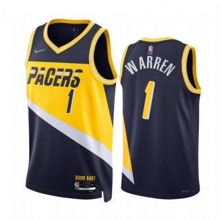 Indiana Pacers #1 T.J. Warren 2021-22 Navy City Edition 75th Anniversary Stitched