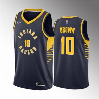 Indiana Pacers #10 Kendall Brown Navy Icon Edition 75th Anniversary Stitched