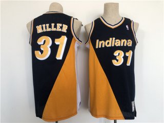 Indiana Pacers #31 Reggie Miller NavyYellow Throwback Stitched Jersey