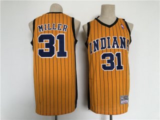 Indiana Pacers #31 Reggie Miller Yellow Throwback Stitched Jersey