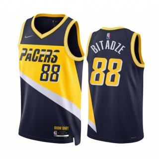 Indiana Pacers #88 Goga Bitadze 2021-22 Navy City Edition 75th Anniversary Stitched