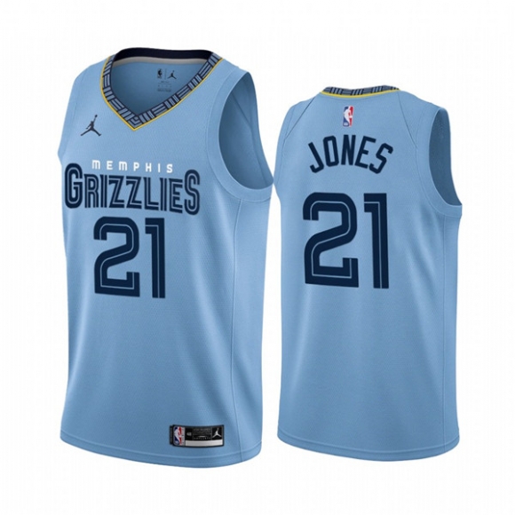 Memphis Grizzlies #21 Tyus Jones 2022-23 Light Blue Statement Edition Stitched