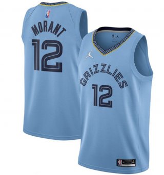 Memphis Grizzlies #12 Ja Morant 75th Anniversary 2021 Blue Swingman Stitched Jersey