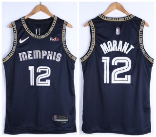 Memphis Grizzlies #12 Ja Morant 75th Anniversary 2021 Navy Swingman Stitched Jersey