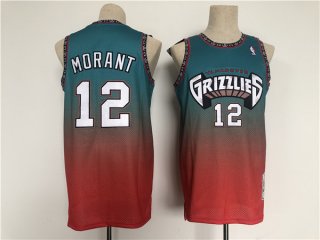 Memphis Grizzlies #12 Ja Morant TealRed Throwback Stitched Jersey