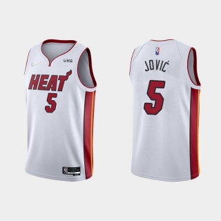 Miami Heat #5 Nikola Jovic 2022 White Stitched Basketball Jersey