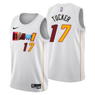 Miami Heat #17 P.J. Tucker 2022-23 White City Edition Stitched Jersey