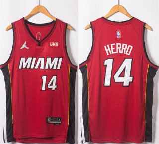 Miami Heat #14 Tyler Herro Red Statement Edition 75th Anniversary Stitched Jersey