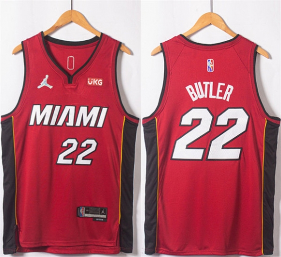 Miami Heat #22 Jimmy Butler Red Statement Edition 75th Anniversary Stitched Jersey