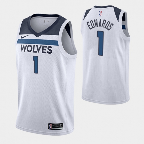 Minnesota Timberwolves #1 Anthony Edwards White Stitched NBA Jersey