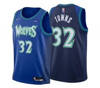 Minnesota Timberwolves #32 Karl-Anthony Town 2021-22 Blue City Edition 75th