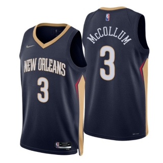 New Orleans Pelicans #3 C.J. McCollum Navy Swingman Stitched Jersey