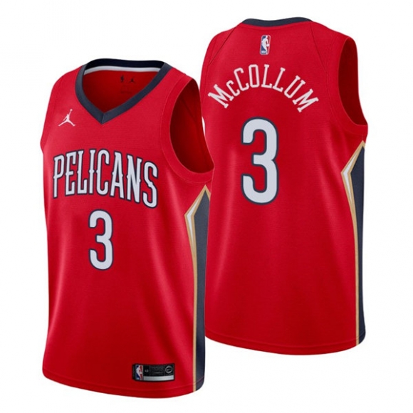 New Orleans Pelicans #3 C.J. McCollum Red Swingman Stitched Jersey