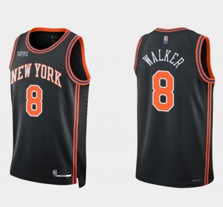 New York Knicks #8 Kemba Walker Black 75th Anniversary Stitched Basketball
