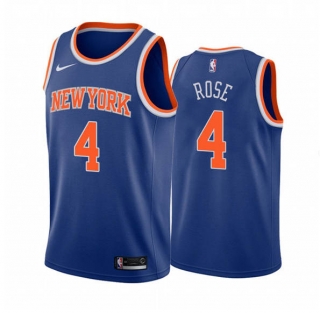 New York Knicks #4 Derrick Rose Blue Stitched NBA Jersey