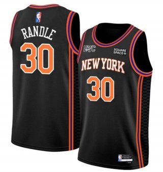 New York Knicks #30 Julius Randle Black 75th Anniversary Stitched Basketball