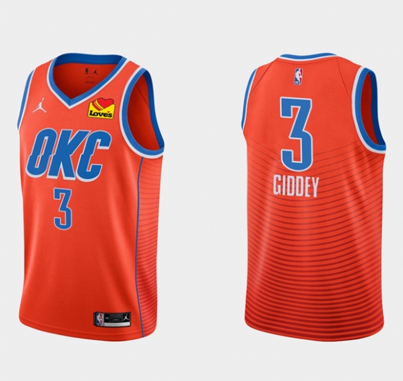 Oklahoma City Thunder #3 Josh Giddey Orange Statement Edition Stitched